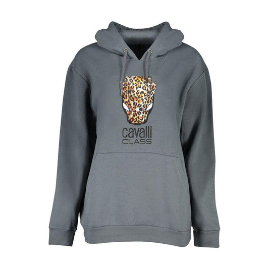 Cavalli Class Elegant Hooded Fleece Sweatshirt in Gray Cavalli Class