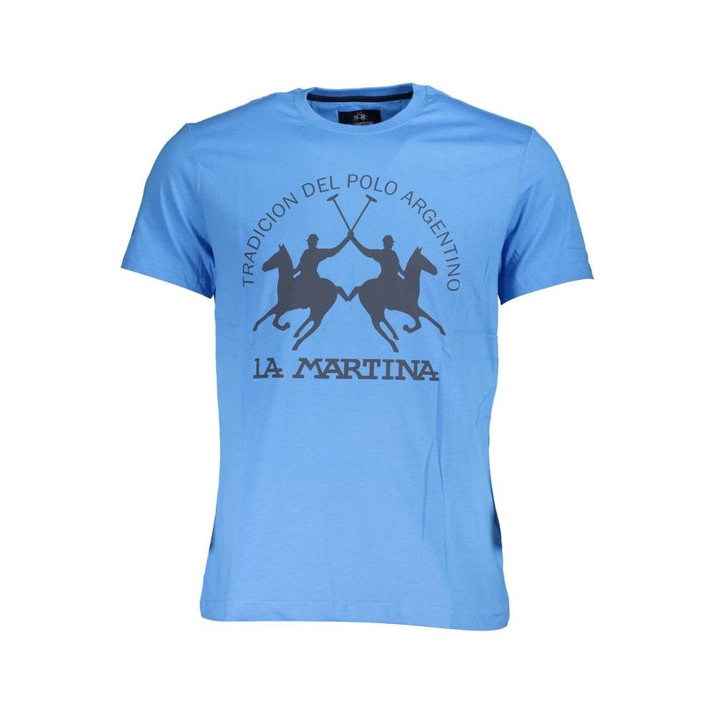 La Martina Blue Cotton Men T-Shirt La Martina