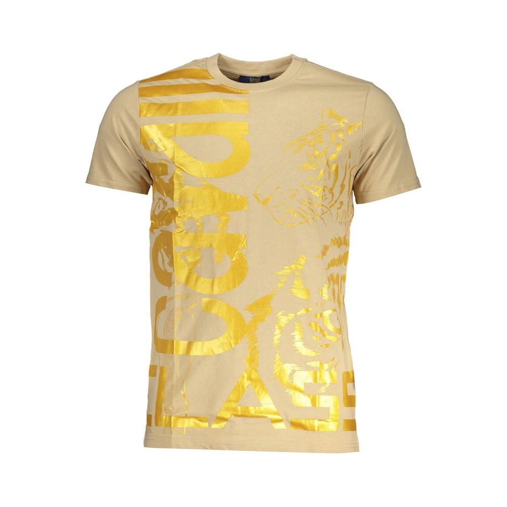 Cavalli Class Beige Cotton T-Shirt Cavalli Class