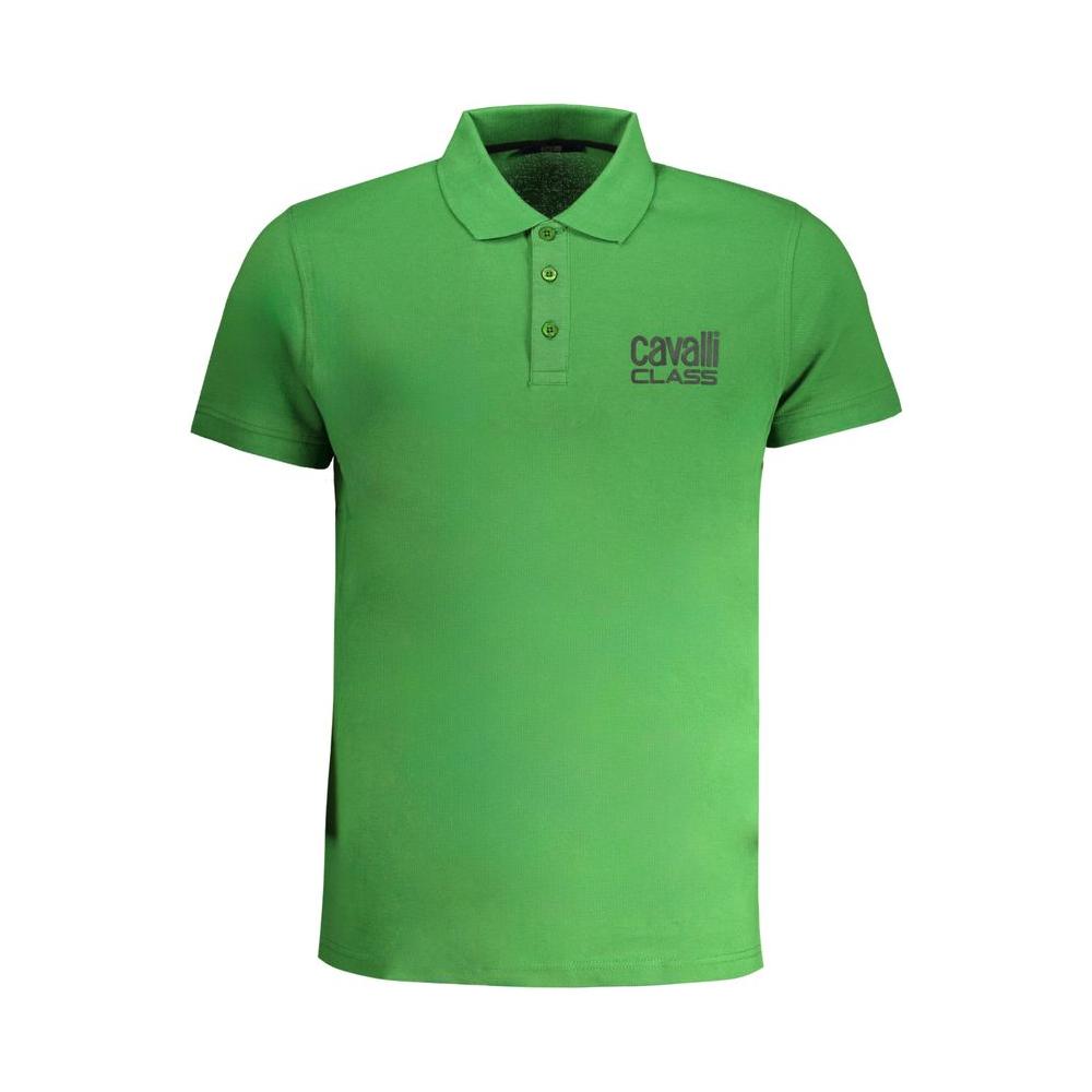 Cavalli Class Green Cotton Polo Shirt Cavalli Class