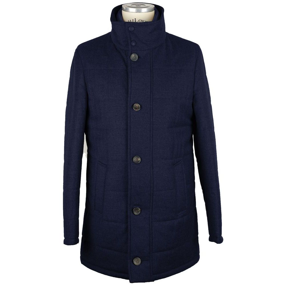 Made in Italy Elegant Wool-Cashmere Dark Blue Coat Jacket Made in Italy