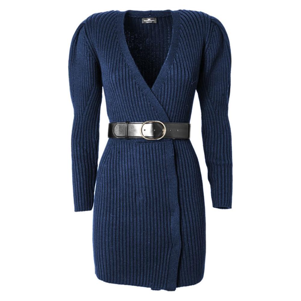 Elisabetta Franchi Elegant Long-Sleeved Knit Dress with Belt Elisabetta Franchi