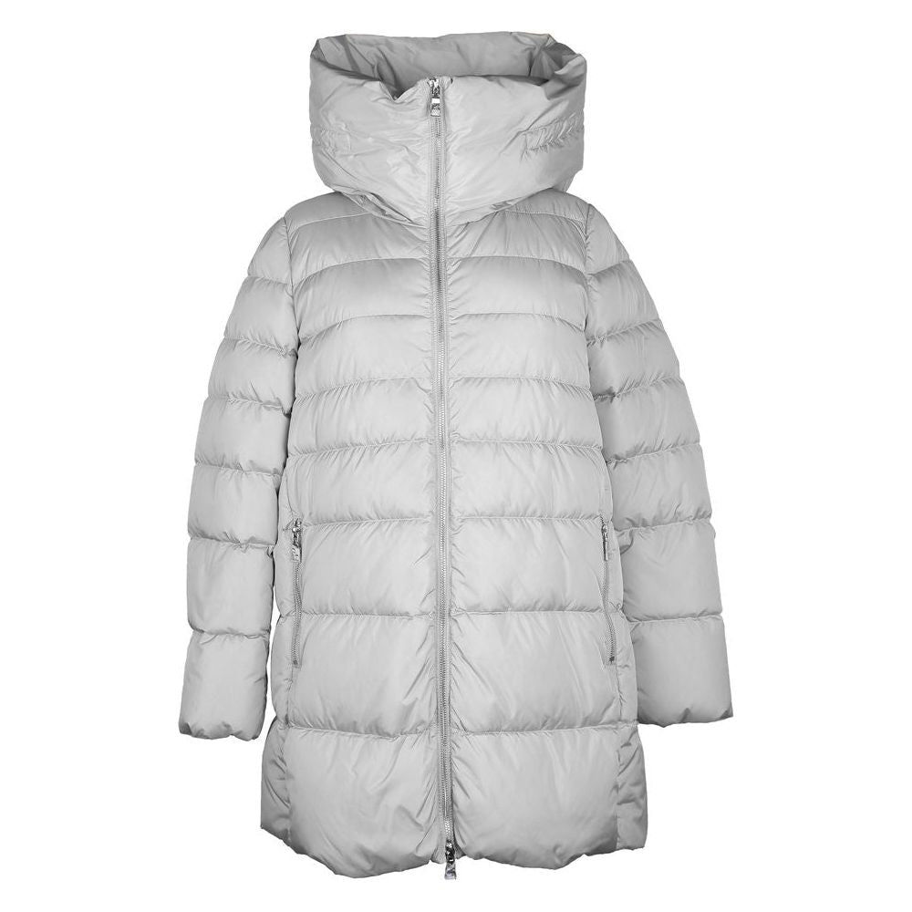 Add Chic Gray High-Collar Down Jacket for Women Add