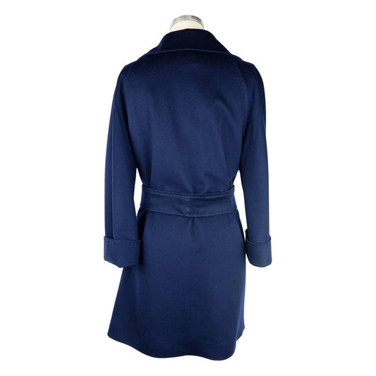 Made in Italy Elegant Wool Vergine Blue Women's Coat Made in Italy