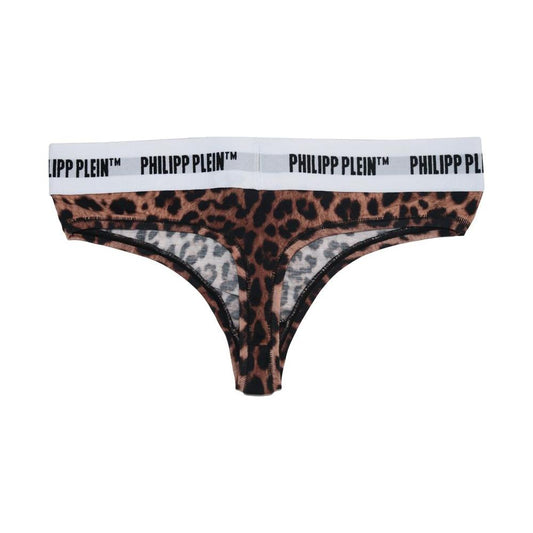 Philipp Plein Brown Cotton Women Thong WOMAN UNDERWEAR Philipp Plein