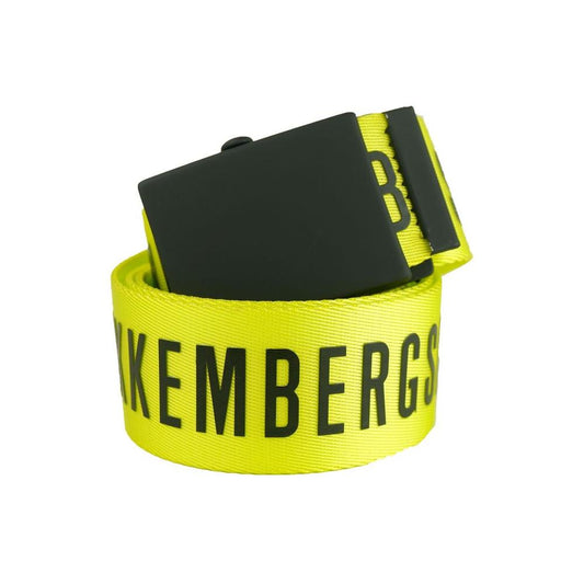 Bikkembergs Vibrant Yellow Lime Clip Closure Belt MAN BELTS Bikkembergs