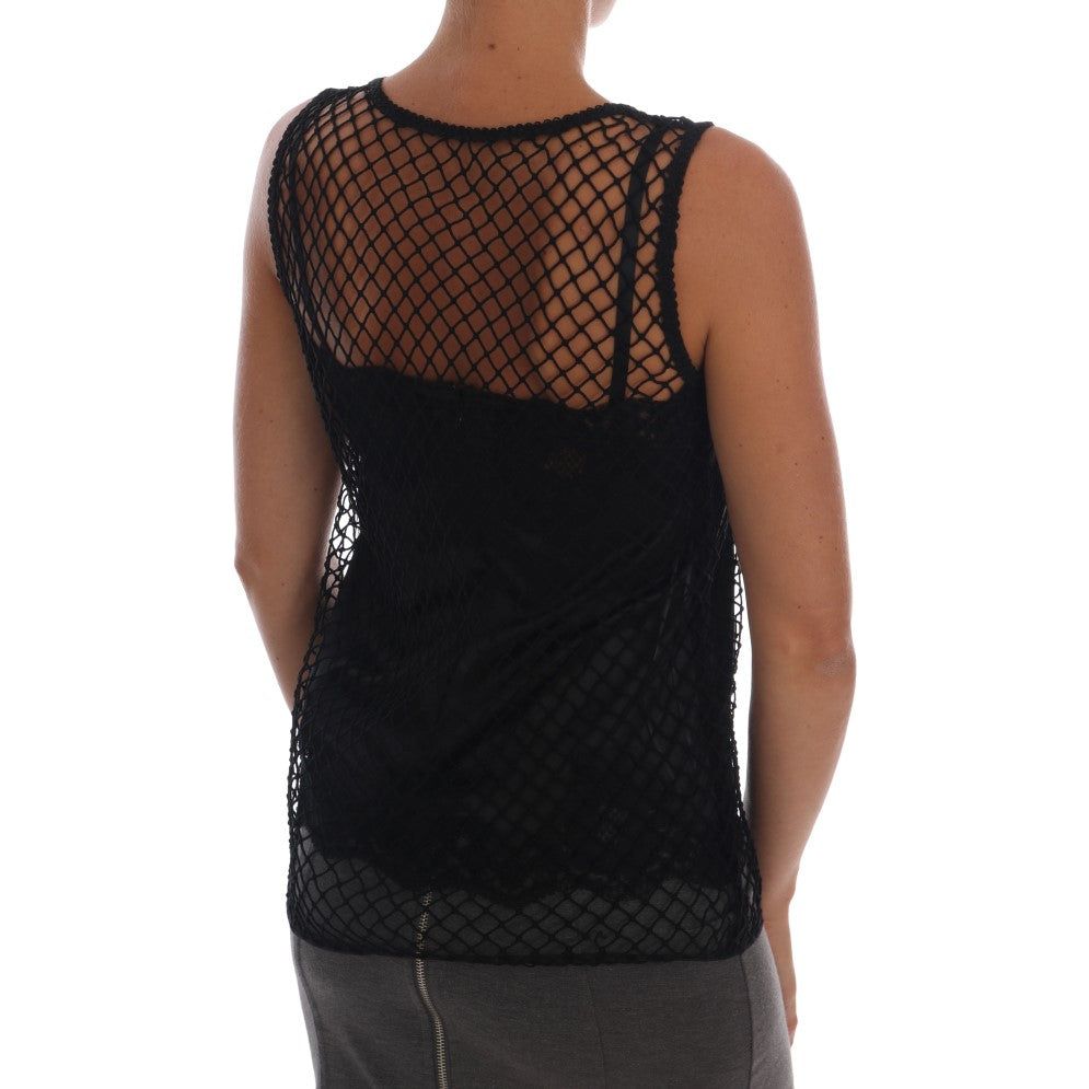 Dolce & Gabbana Elegant Black Lace Sleeveless Cami Blouse Dolce & Gabbana