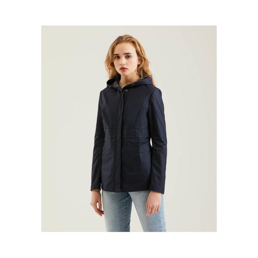 Refrigiwear Chic Blue Polyester Jacket with Zip and Button Detail Refrigiwear