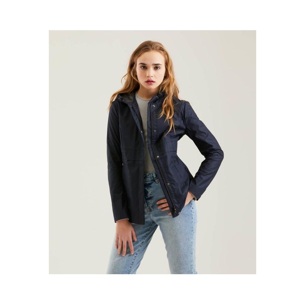 Refrigiwear Chic Blue Polyester Jacket with Zip and Button Detail Refrigiwear