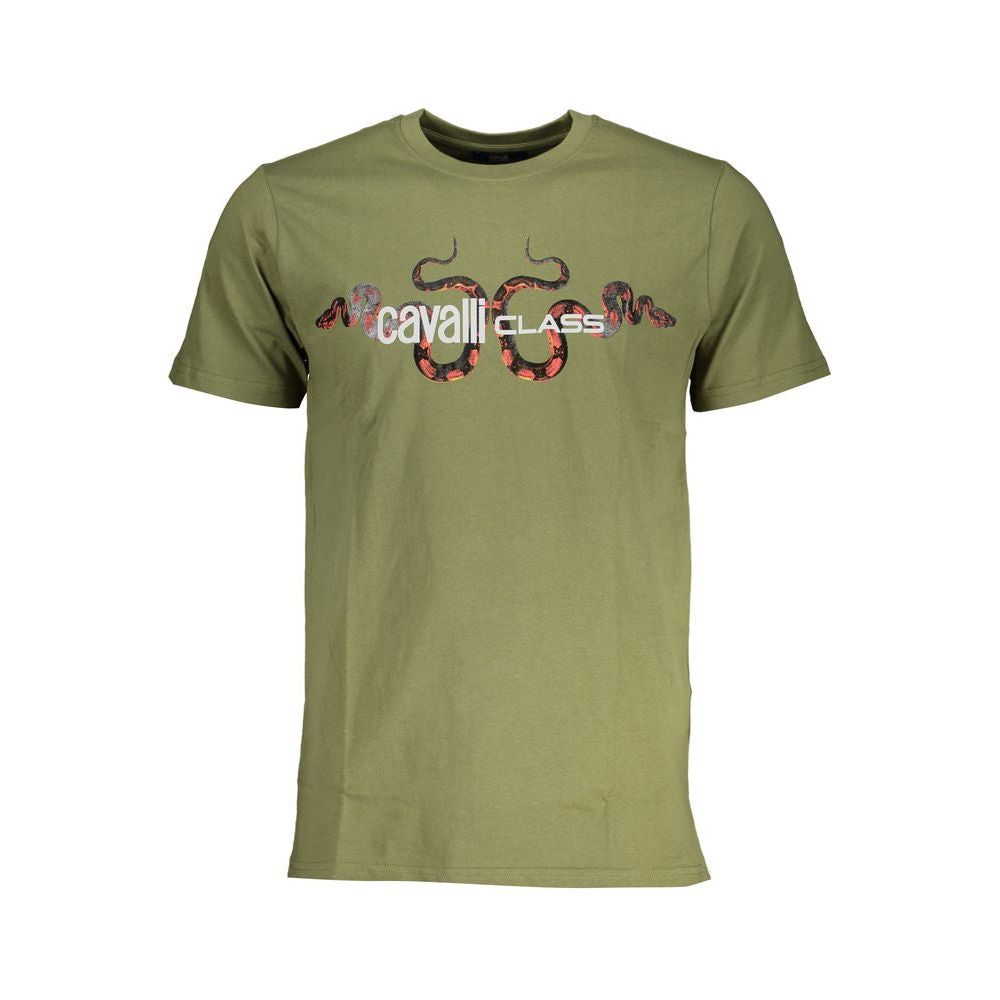 Cavalli Class Green Cotton T-Shirt Cavalli Class