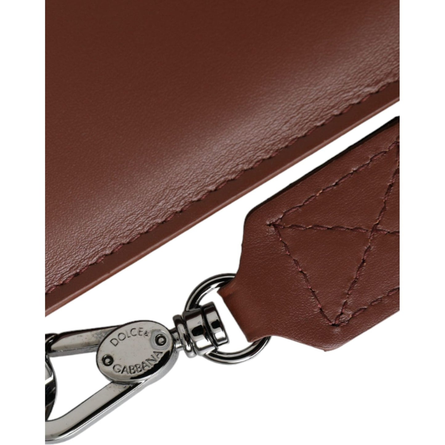 Dolce & Gabbana Brown Calfskin Leather DG Logo Pouch Wrist Strap Bag Dolce & Gabbana