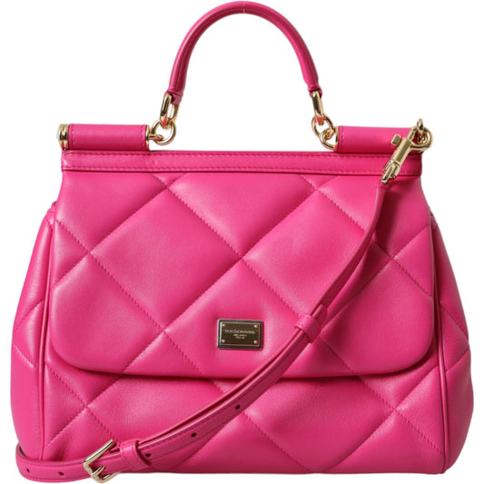 Dolce & Gabbana Pink Quilted Leather SICILY Shoulder Purse Satchel Bag Dolce & Gabbana