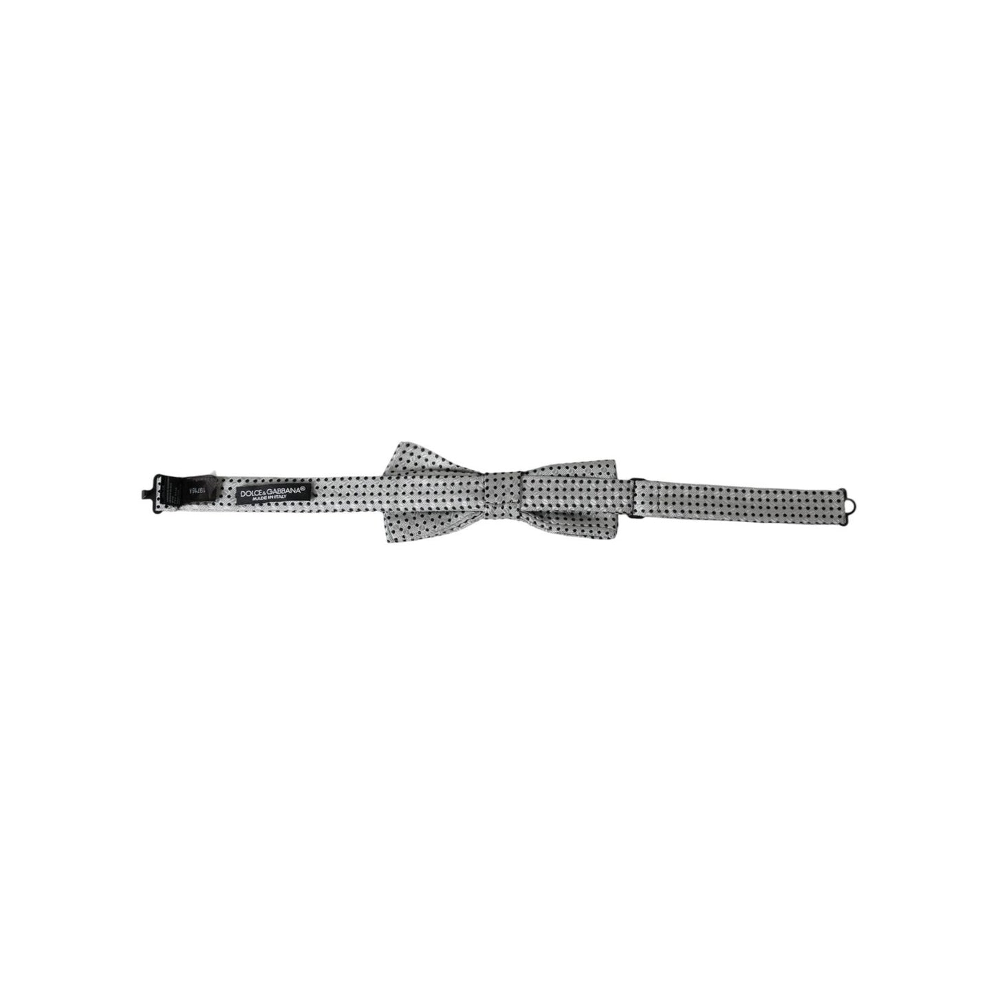 Dolce & Gabbana Gray Silk Polka Dot Adjustable Neck Men Papillon Bow Tie