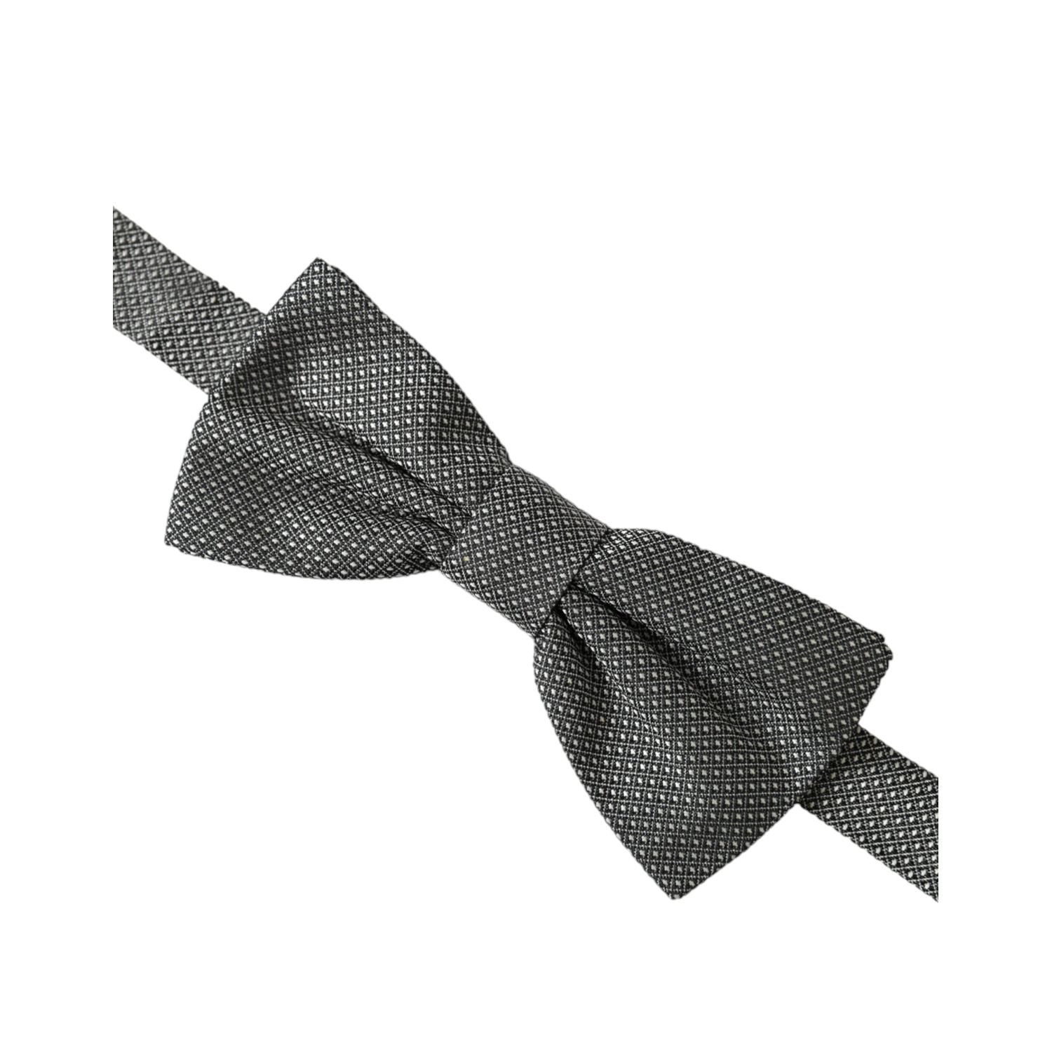 Dolce & Gabbana Gray Silk Patterned Adjustable Neck Men Bow Tie