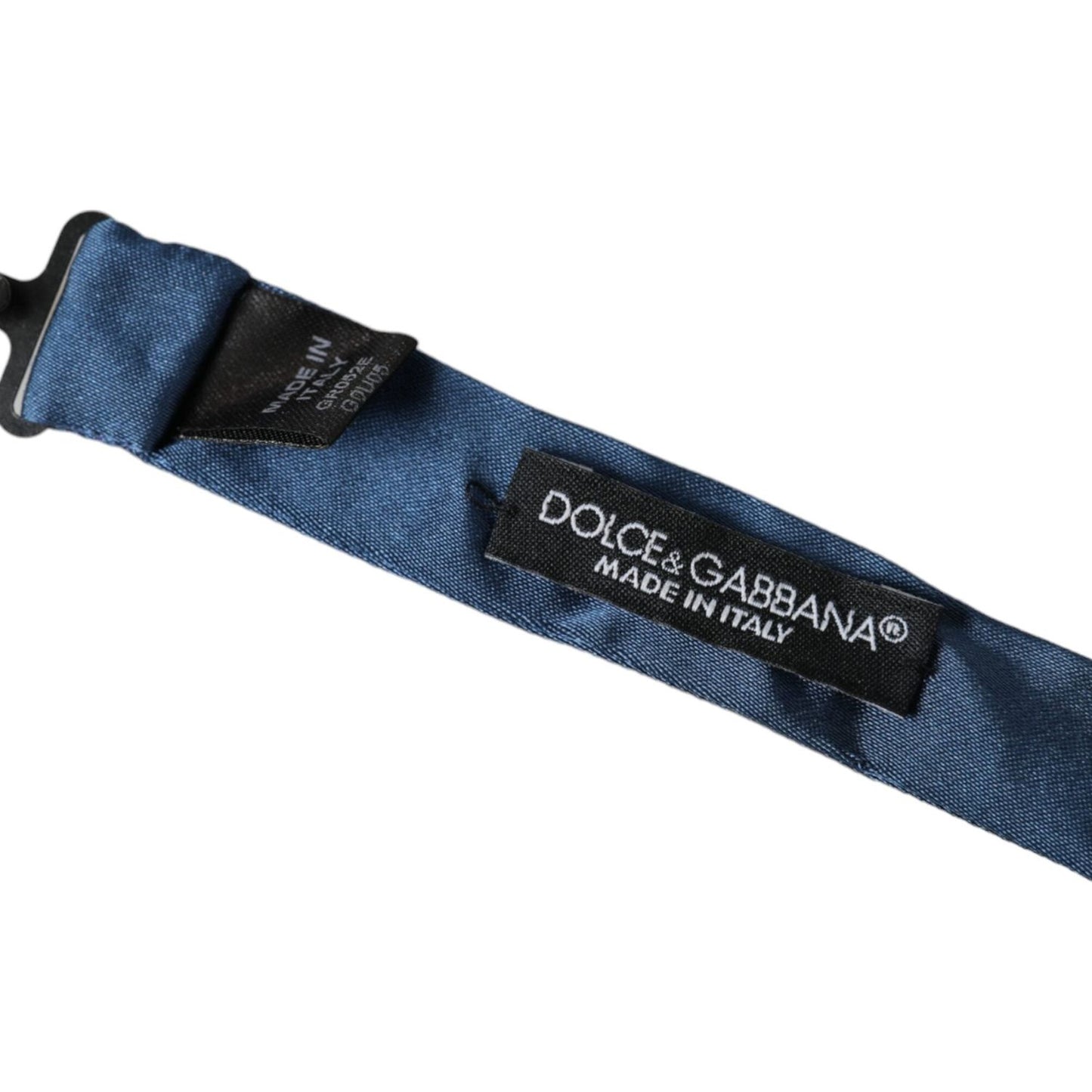 Dolce & Gabbana Blue Satin Silk Adjustable Neck Men Bow Tie Dolce & Gabbana