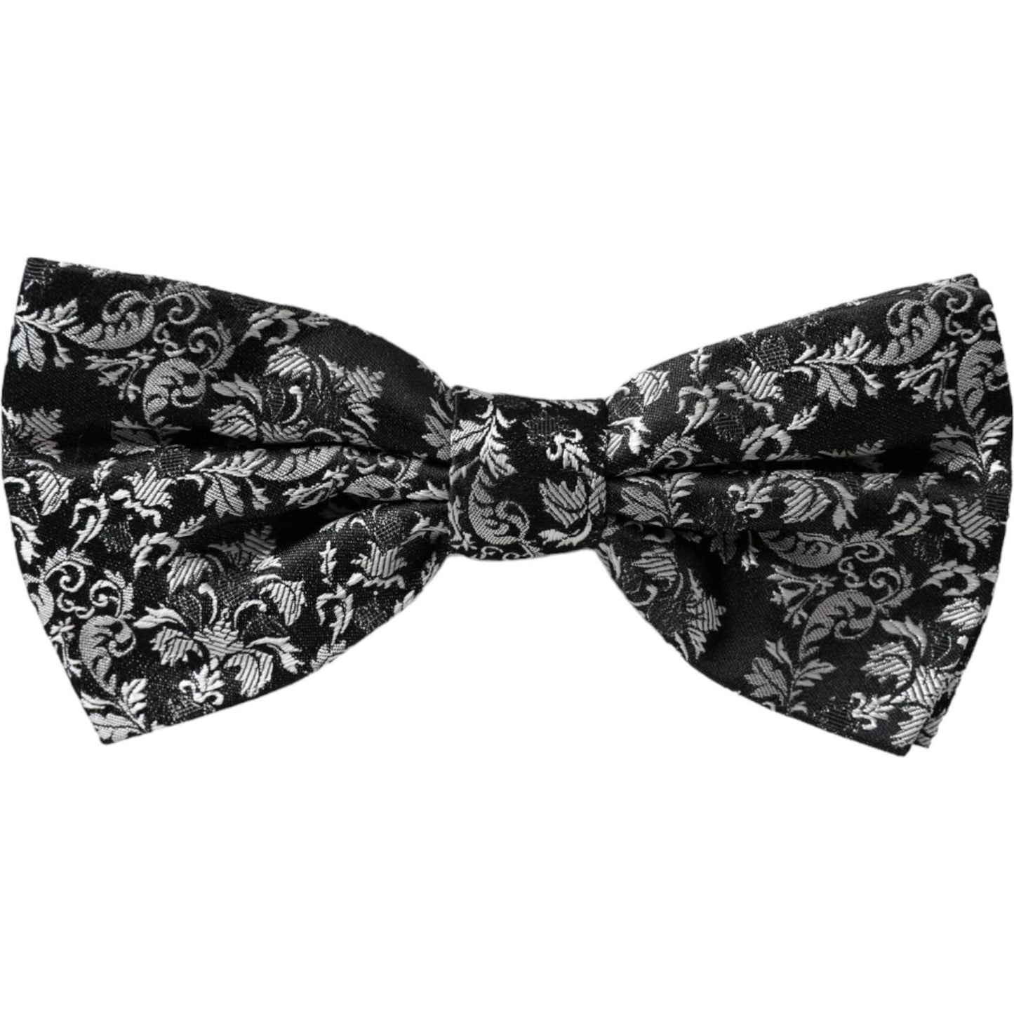 Dolce & Gabbana Black Floral Silk Adjustable Neck Men Bow Tie Dolce & Gabbana