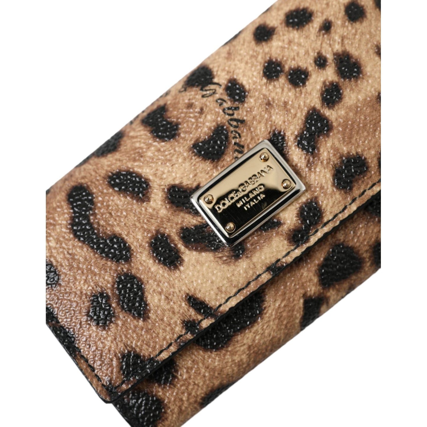 Dolce & Gabbana Brown Leopard PVC Pouch Key Holder Case Keyring Dolce & Gabbana