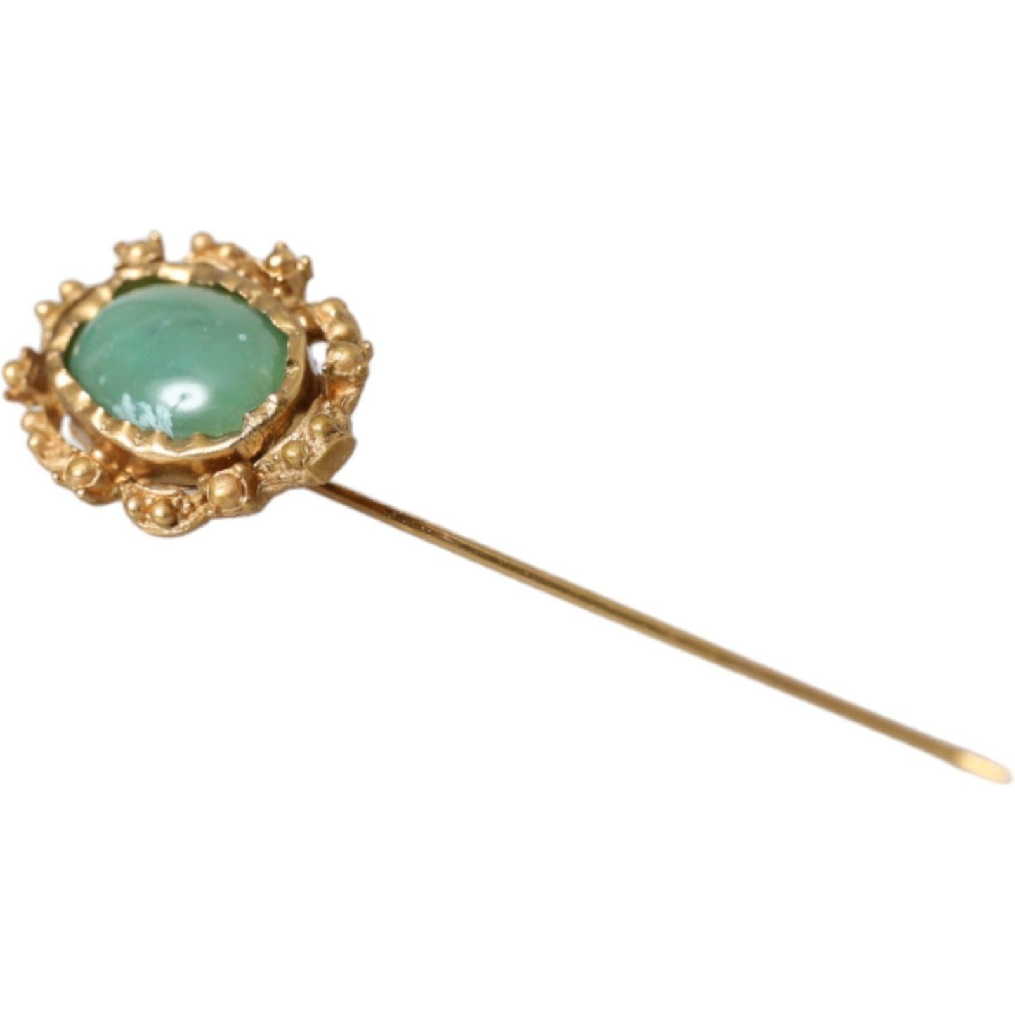 Dolce & Gabbana Gold Tone Brass Oval Gem Stone Men Pin Brooch Dolce & Gabbana