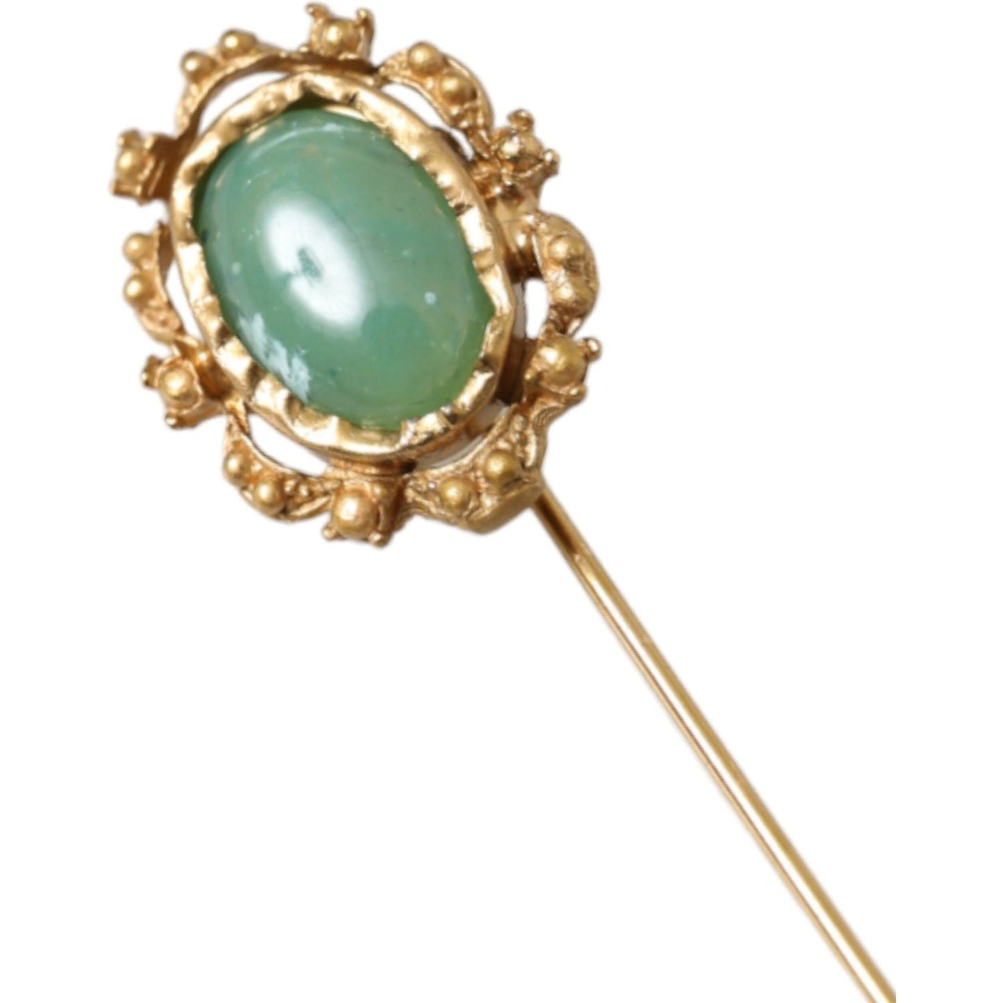 Dolce & Gabbana Gold Tone Brass Oval Gem Stone Men Pin Brooch Dolce & Gabbana