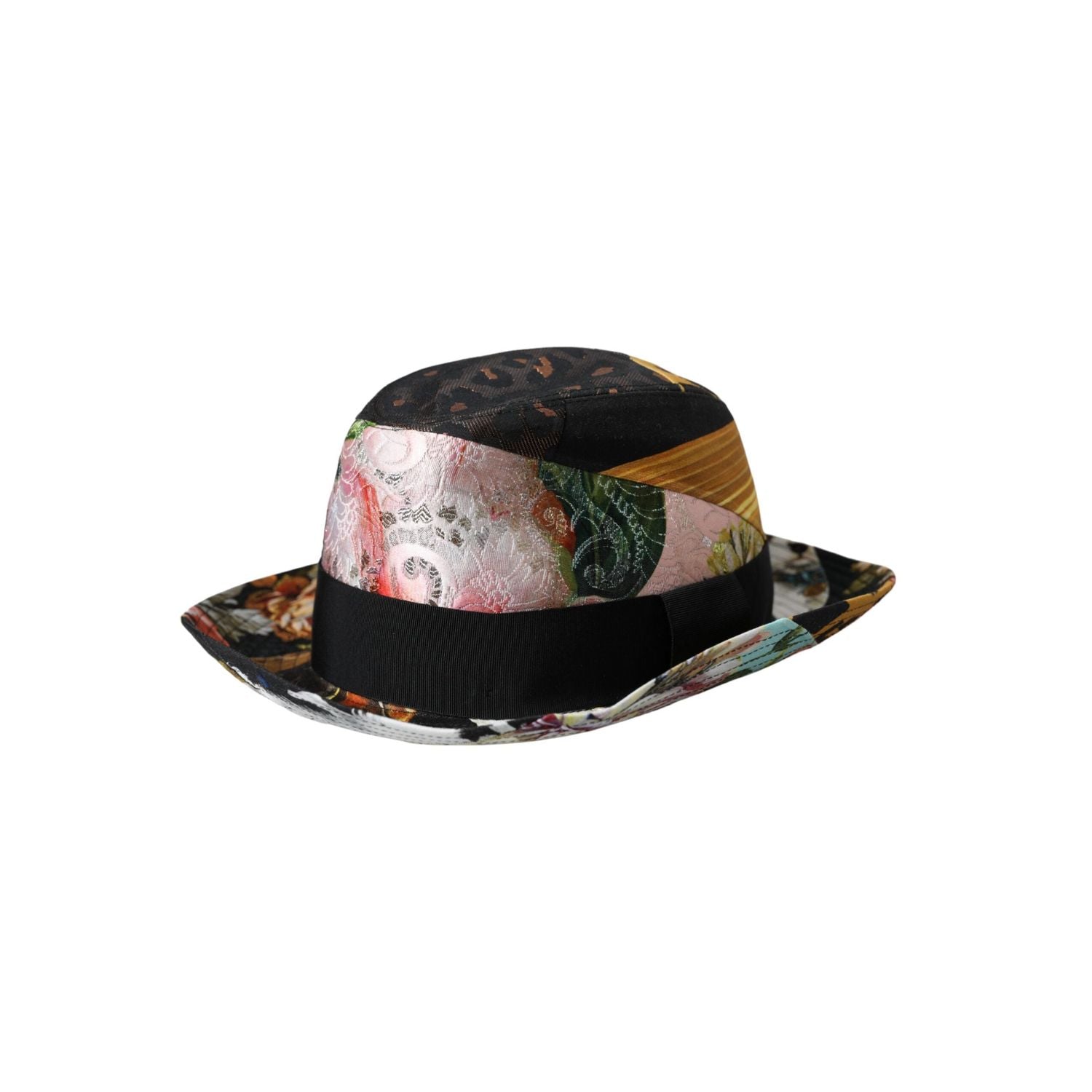 Dolce & Gabbana Multicolor Patchwork Women Fedora Wide Brim Hat