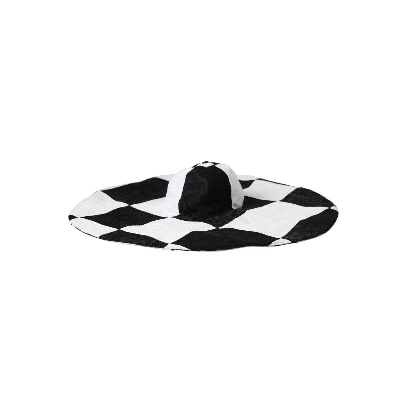 Dolce & Gabbana Black White Checkered Wide Brim Floppy Hat