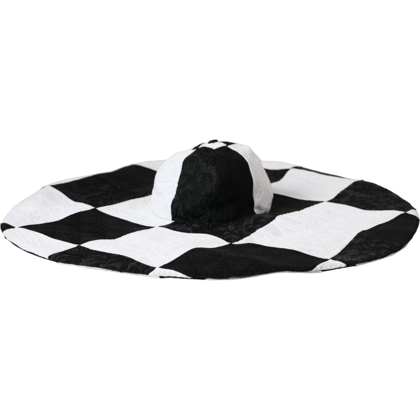 Dolce & Gabbana Black White Checkered Wide Brim Floppy Hat Dolce & Gabbana