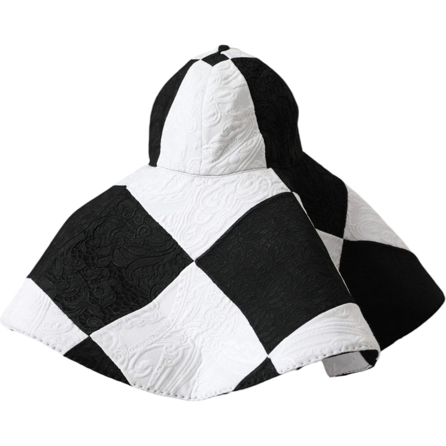 Dolce & Gabbana Black White Checkered Wide Brim Floppy Hat Dolce & Gabbana