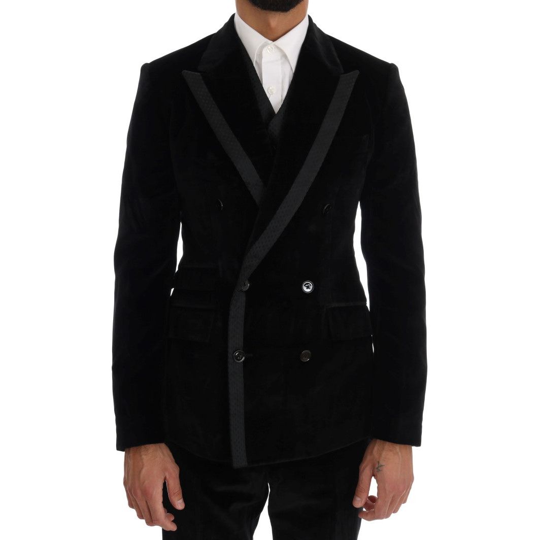 Dolce & Gabbana Elegant Black Slim Fit Three-Piece Suit Suit Dolce & Gabbana