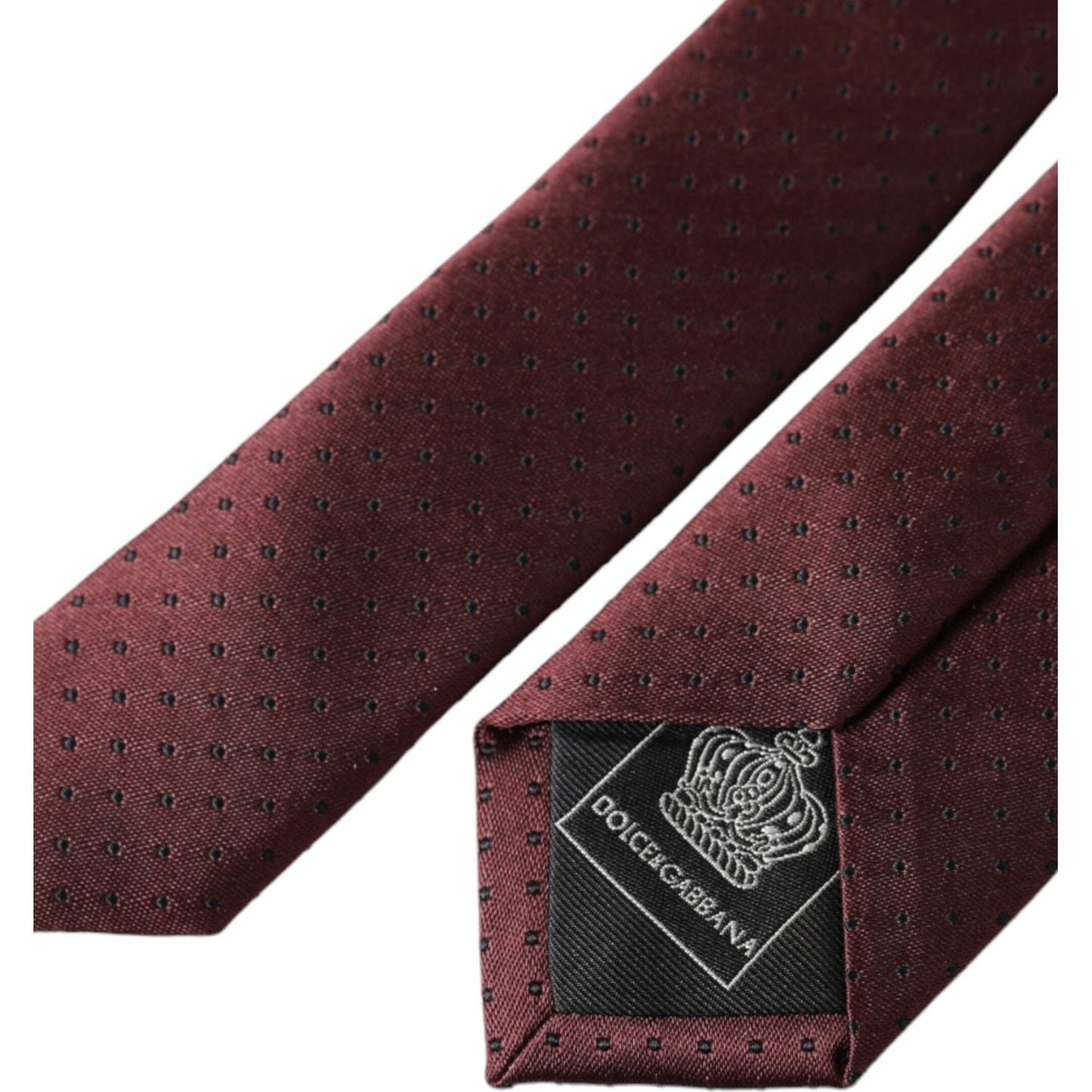 Dolce & Gabbana Maroon Dotted 100% Silk Adjustable Men Tie Dolce & Gabbana