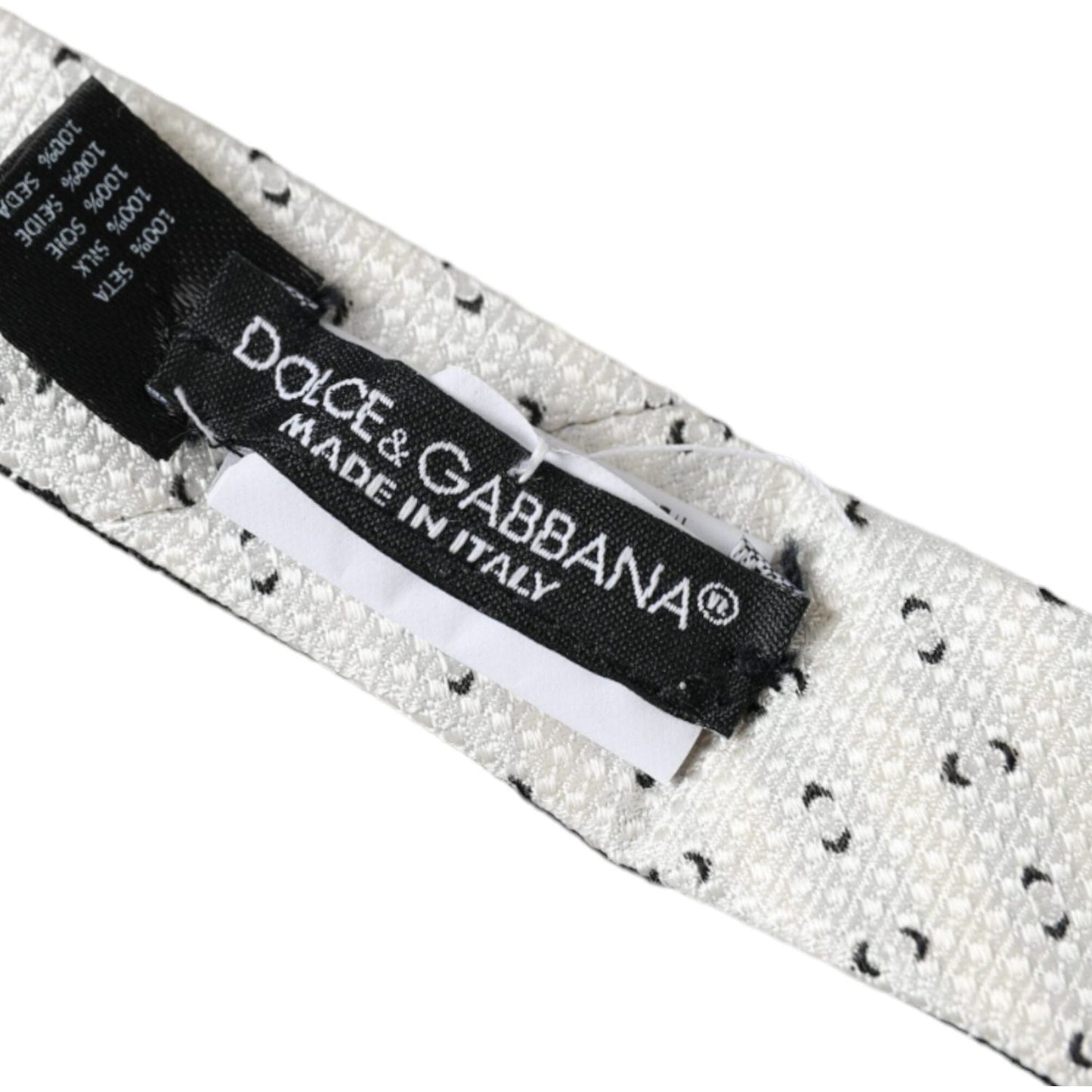 Dolce & Gabbana Black White Patterned Adjustable Tie Dolce & Gabbana