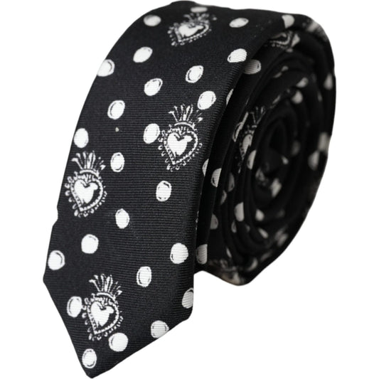 Dolce & Gabbana Black Heart Polka Dot Adjustable Tie Dolce & Gabbana