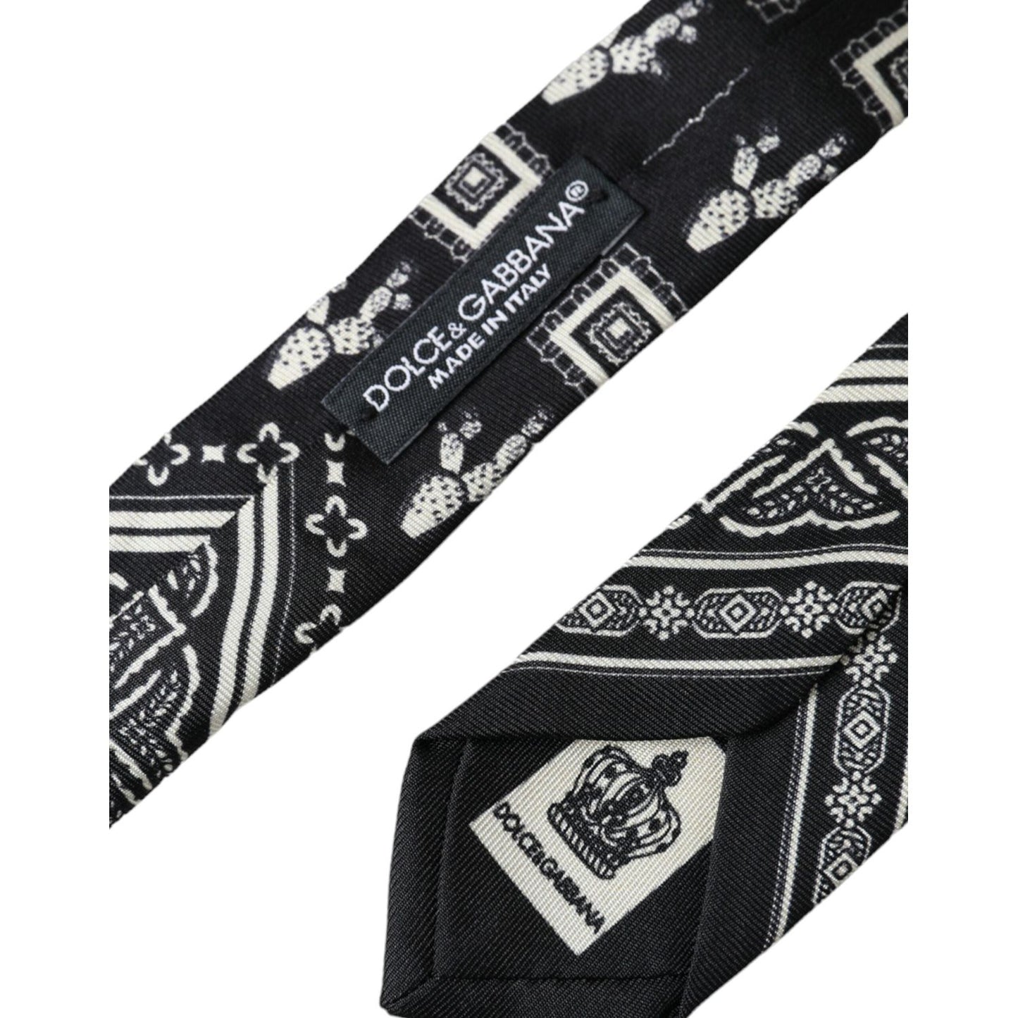 Dolce & Gabbana Black Patterned 100%Silk Adjustable Tie Dolce & Gabbana