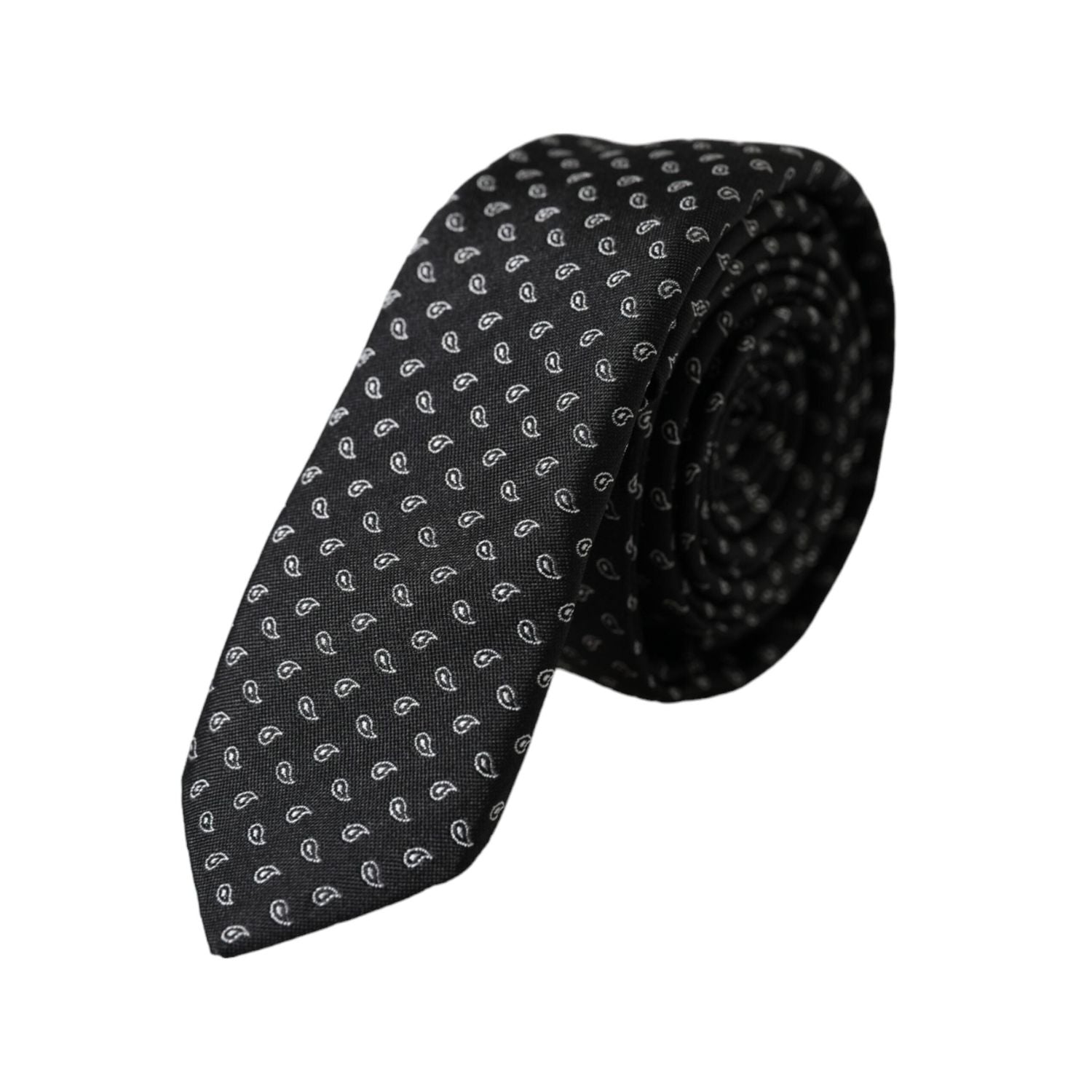 Dolce & Gabbana Black Jacquard Patterned Silk Adjustable Men Tie