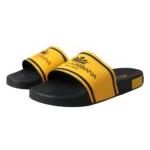 Dolce & Gabbana Black Yellow Neoprene Slides Beachwear Shoes Dolce & Gabbana