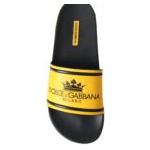 Dolce & Gabbana Black Yellow Neoprene Slides Beachwear Shoes Dolce & Gabbana