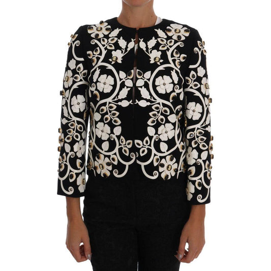 Dolce & Gabbana Black Baroque Floral Crystal Jacket