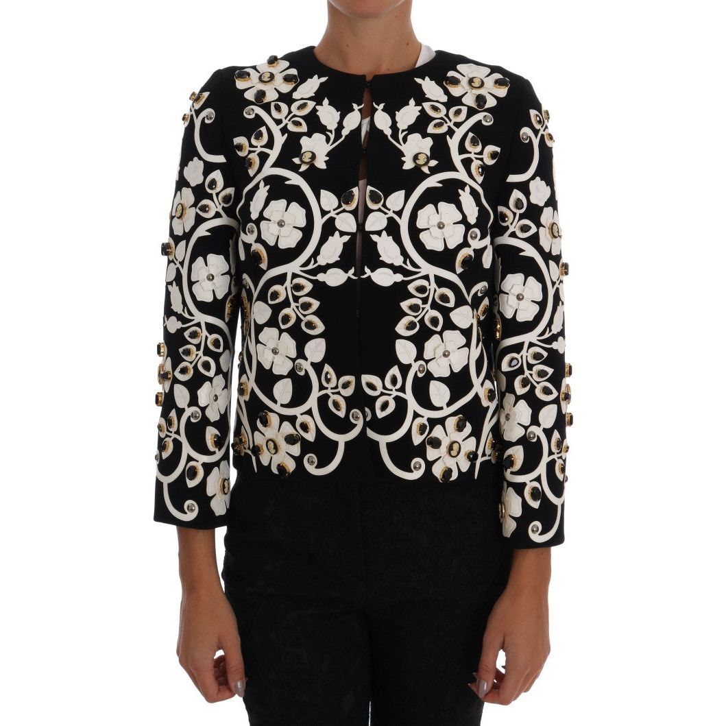 Dolce & Gabbana Floral Embroidered Crystal Wool Coat Jacket Coats & Jackets Dolce & Gabbana