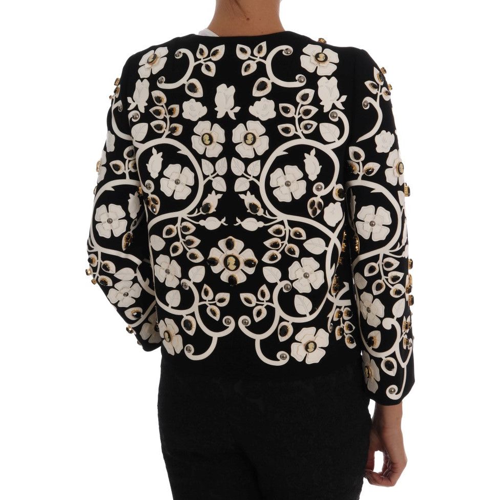 Dolce & Gabbana Floral Embroidered Crystal Wool Coat Jacket Coats & Jackets Dolce & Gabbana