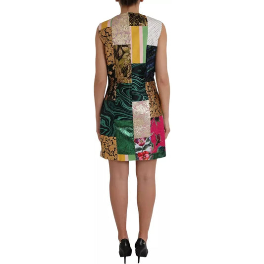 Dolce & Gabbana Multicolor Jacquard Patchwork Shift Dress Dolce & Gabbana