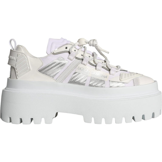 Dolce & Gabbana White Silver Chunky Platform Sneakers Shoes Dolce & Gabbana