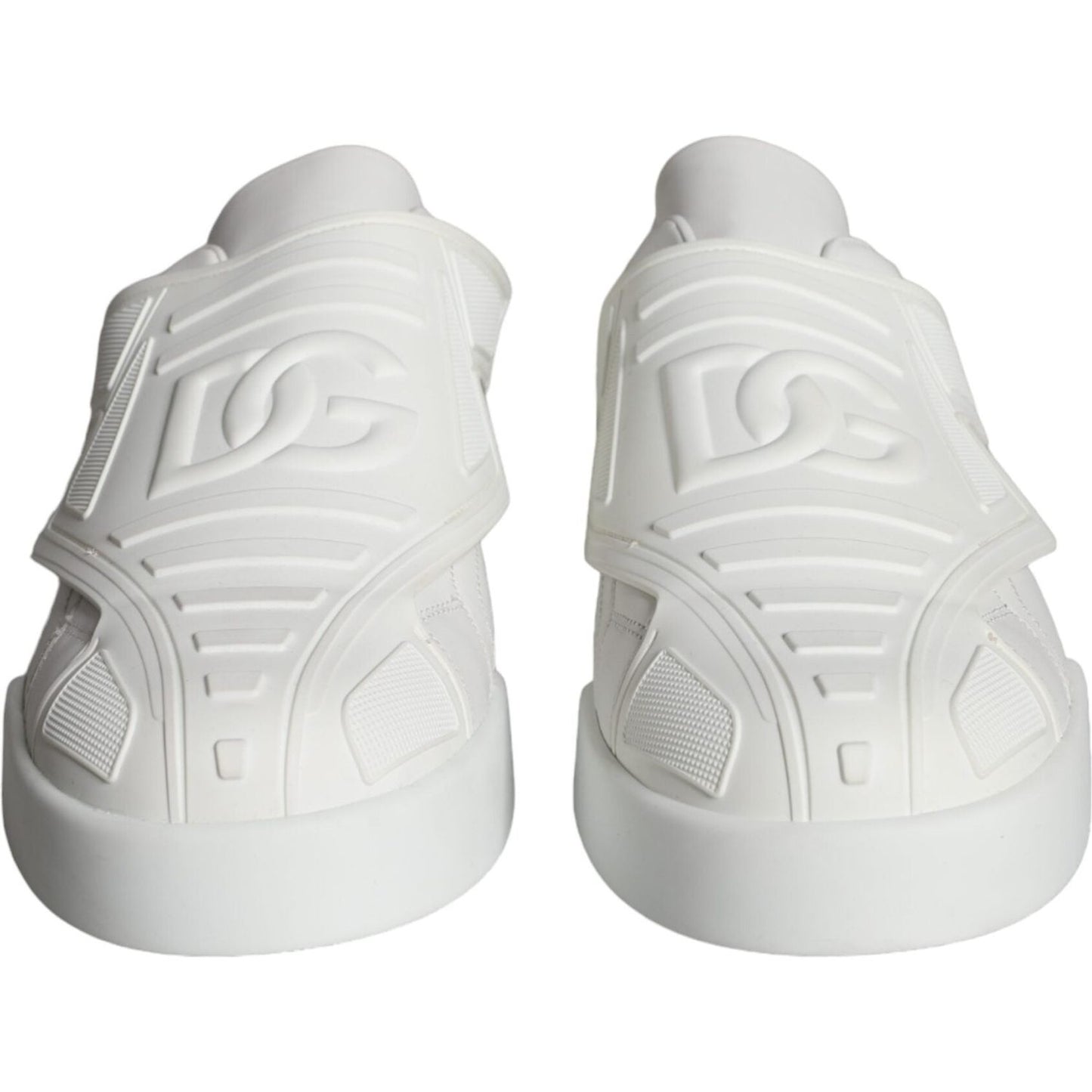 Dolce & Gabbana White Leather Slip On Low Top Sneakers Shoes Dolce & Gabbana