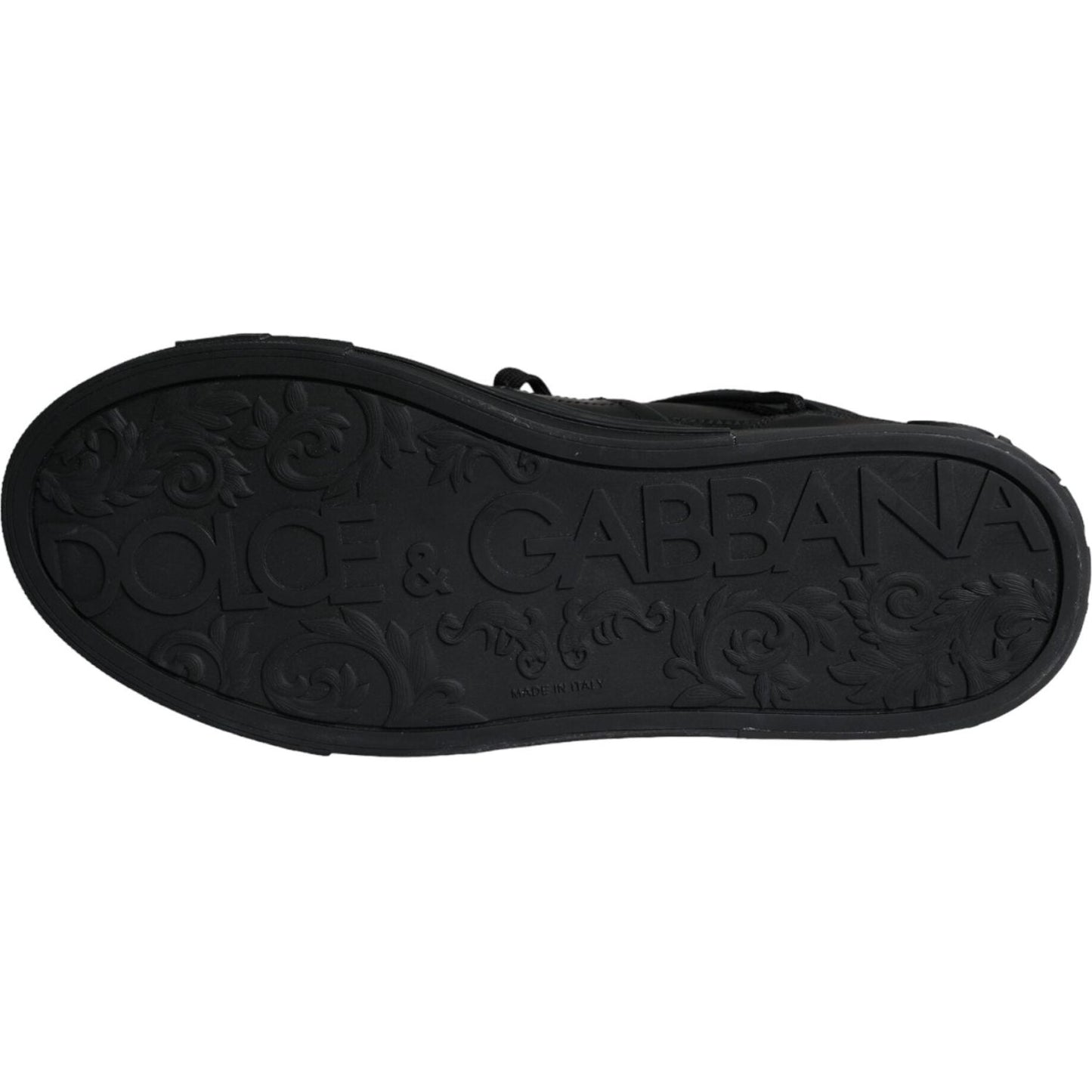 Dolce & Gabbana Black Leather High Top Logo Sneakers Shoes Dolce & Gabbana