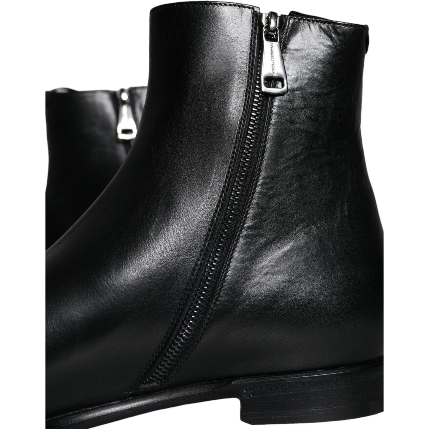 Dolce & Gabbana Black Calf Leather Men Ankle Boots Shoes Dolce & Gabbana