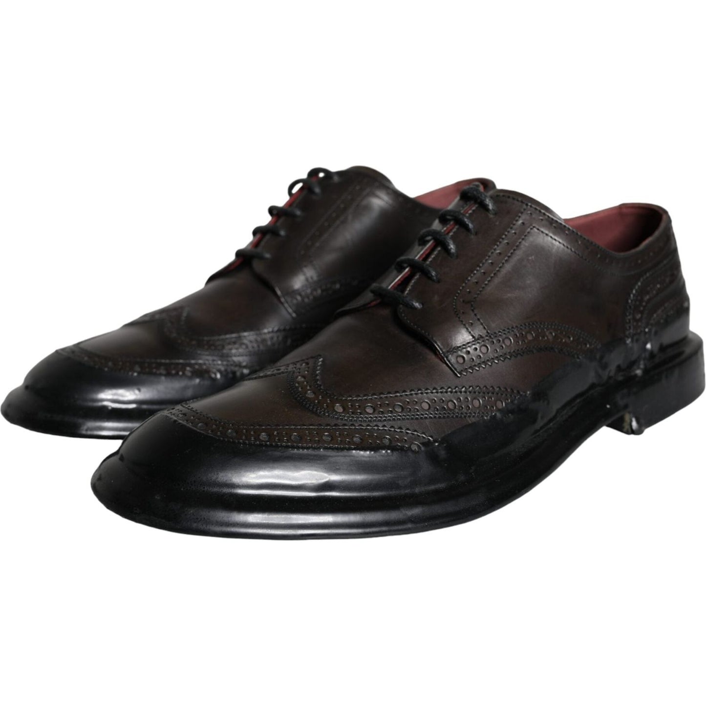 Dolce & Gabbana Black Leather Oxford Wingtip Formal Men Shoes Dolce & Gabbana