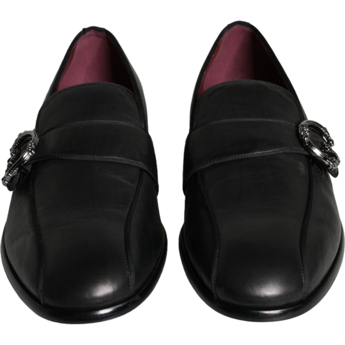 Dolce & Gabbana Black Leather Logo Loafers Men Dress Shoes Dolce & Gabbana