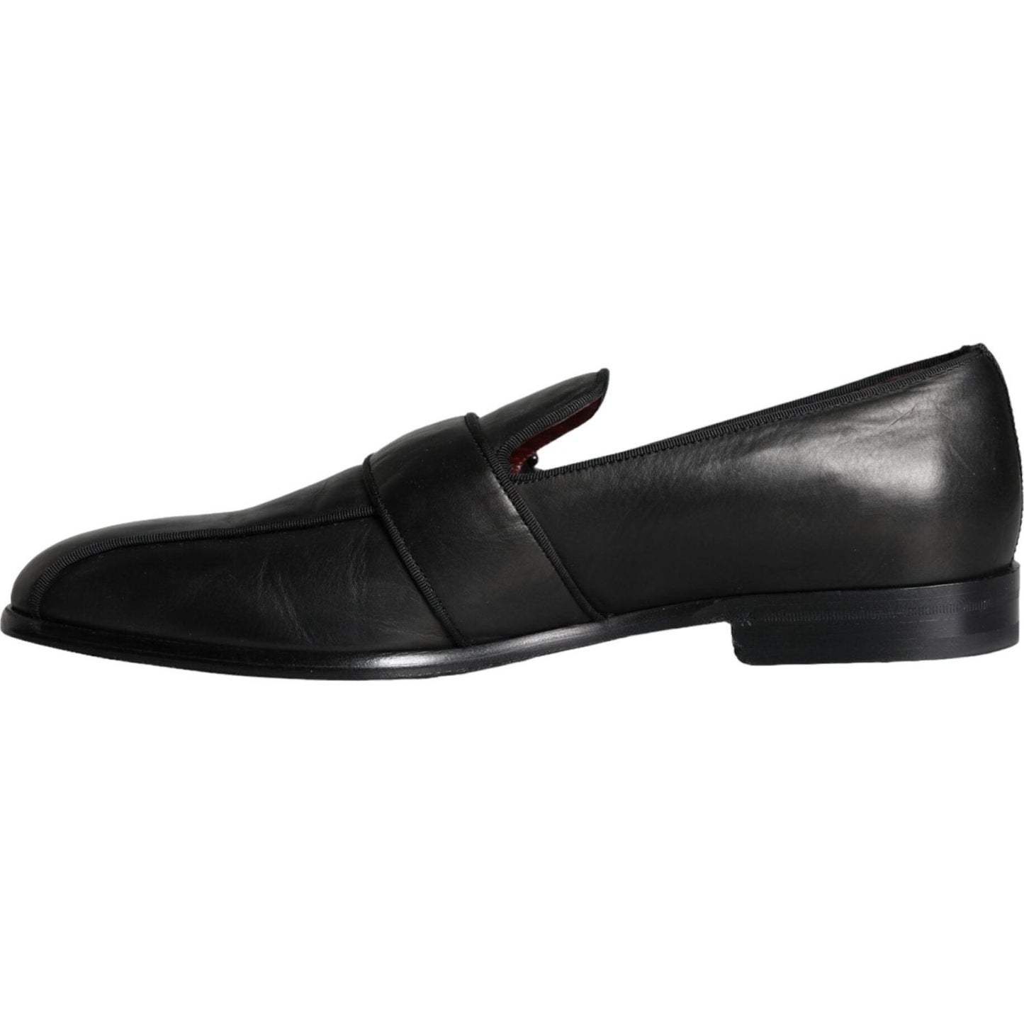 Dolce & Gabbana Black Leather Logo Loafers Men Dress Shoes Dolce & Gabbana