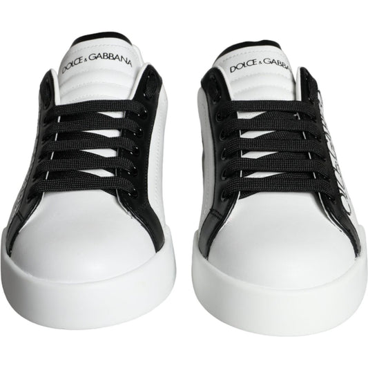 Dolce & Gabbana White Black Leather Crown Milano Sneakers Shoes Dolce & Gabbana