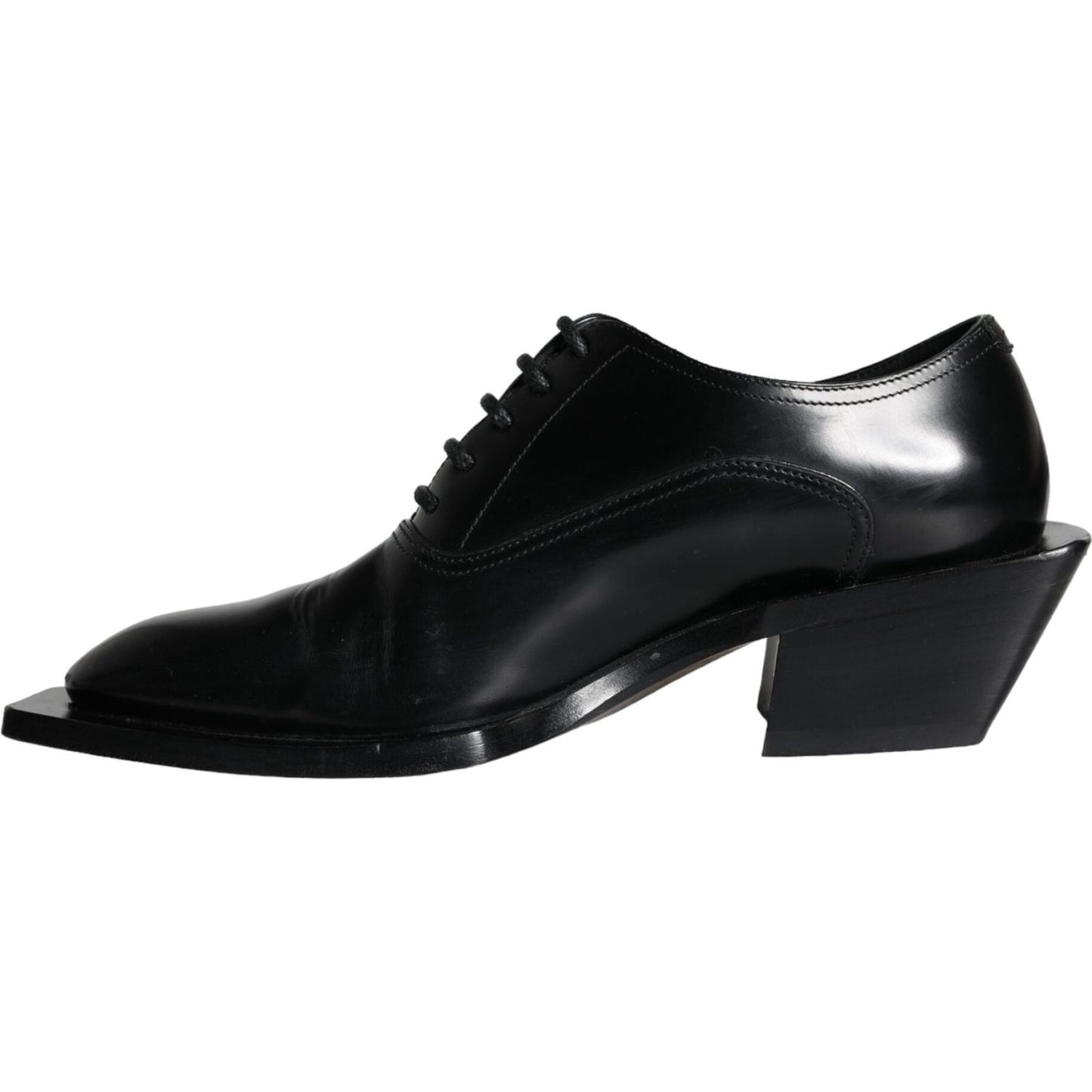 Dolce & Gabbana Black Calfskin Leather Derby Dress Men Shoes Dolce & Gabbana