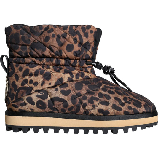 Brown Leopard Ankle Boots Padded Shoes