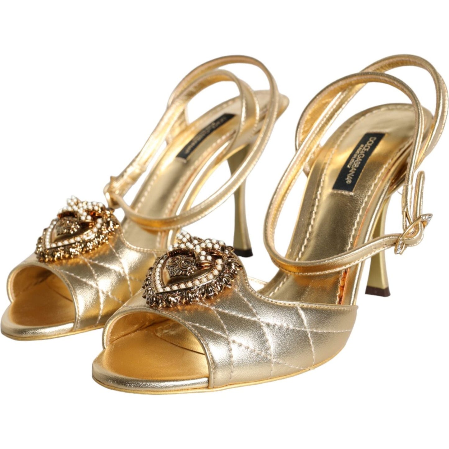 Dolce & Gabbana Gold Devotion Embellished Keira Sandals Shoes Dolce & Gabbana